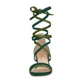 thumbnail image 6 of BLISSFUL STEP Women's Shoes Lace Up Faux Suede Open Toe Chunky Heel Sandals Green 7.5, 6 of 7