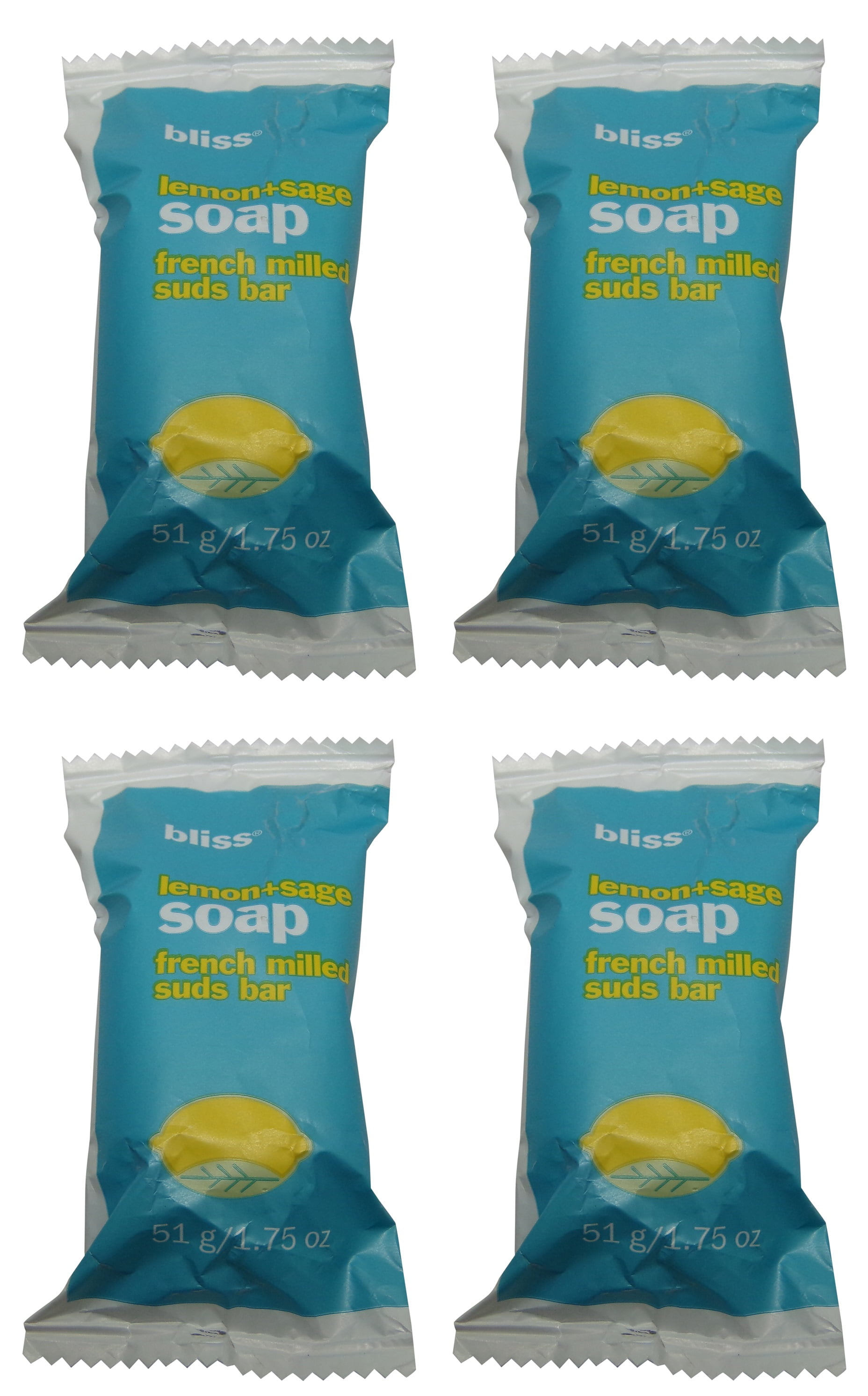 Bliss Bliss Lemon & Sage Bar Soap Lot of 4 Each 1.75 Oz Bars. Total