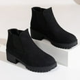 thumbnail image 3 of Chelsea Ankle Boots for Women Platform Lug Sole Chunky Heel Round Toe Slip on Stretch Fall Short Booties, 3 of 7