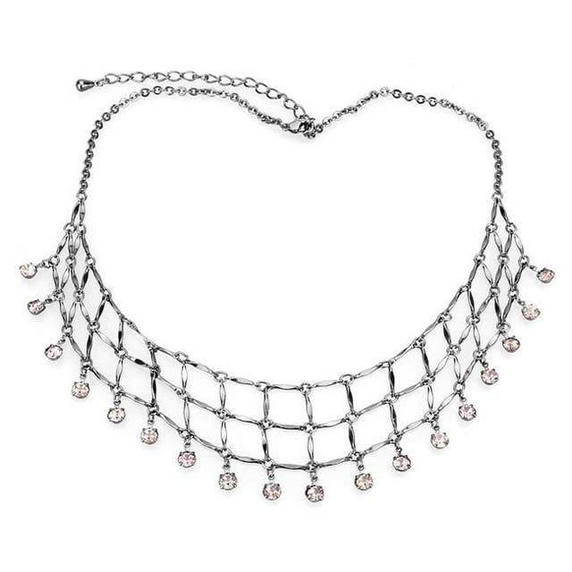 Alamode LO4731-16 Femmes Collier en Métal Blanc Ruthénium avec Cristal de Qualité Supérieure en Améthyste Légère - 16 Po.