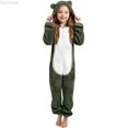 thumbnail image 2 of Dpytoraw Kids Bear Ear Fleece Romper Jumpsuit Long Sleeve Warm with Grip Soles, 3-12 Years, 2 of 6