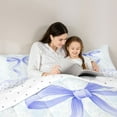 thumbnail image 5 of jejeloiu Kawaii Bowknot Ribbon Twin Comforter Sets,Blue Flower Blossom Bedding Set For Girls Teens Reversible 2 Pieces, 5 of 8