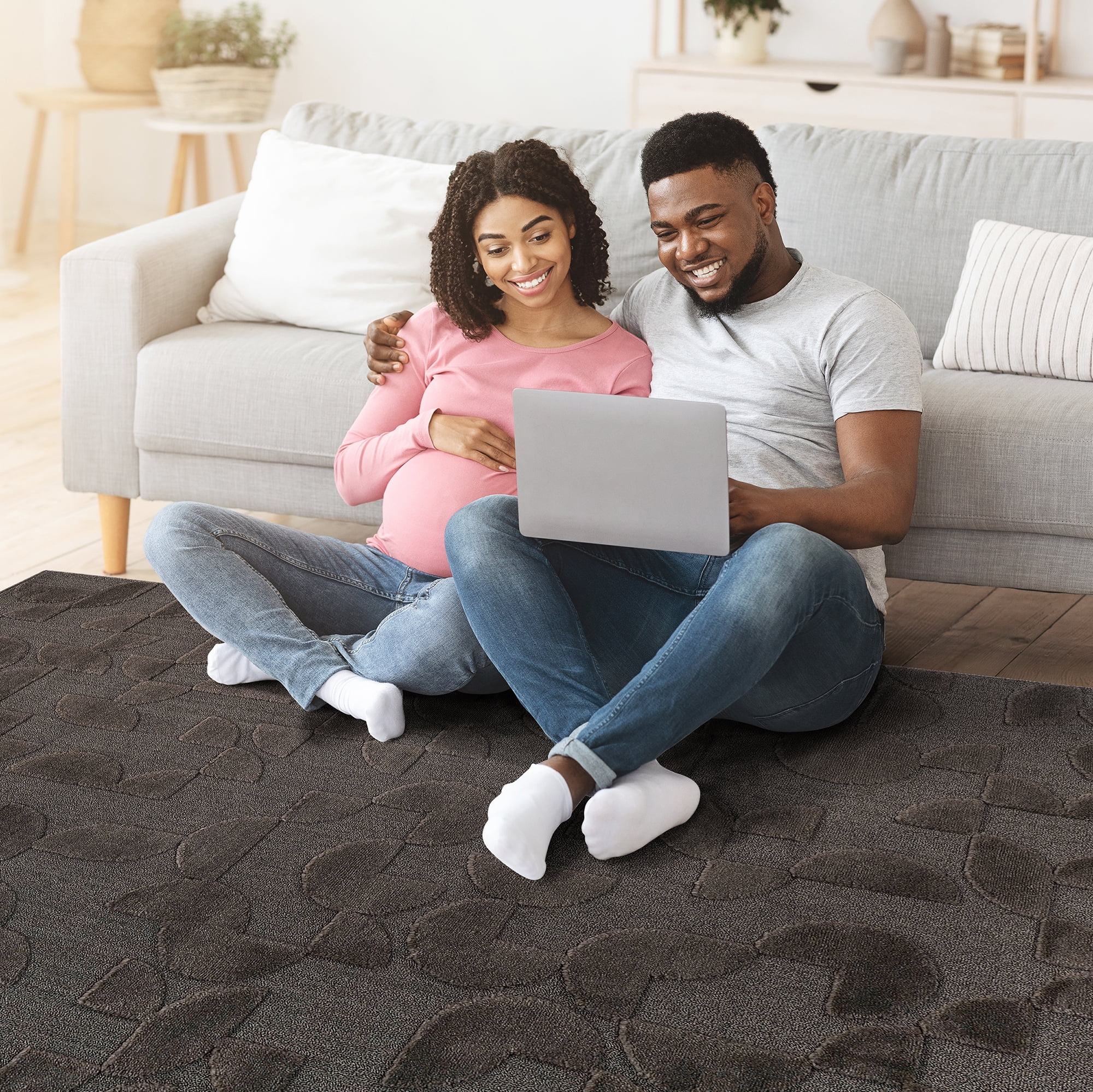 Indoor Area Rug 5'3"x7'6" Modern Contemporary Geometric Bohemian Non-Shedding Stain Fade Resistant Pet Kid Friendly Jute Backing Rug for Living Room Bedroom Kitchen