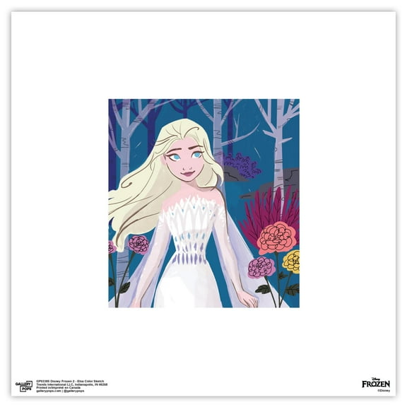 Gallery Pops Disney Frozen 2 - Elsa Color Sketch Wall Art, Unframed Version, 12" x 12"