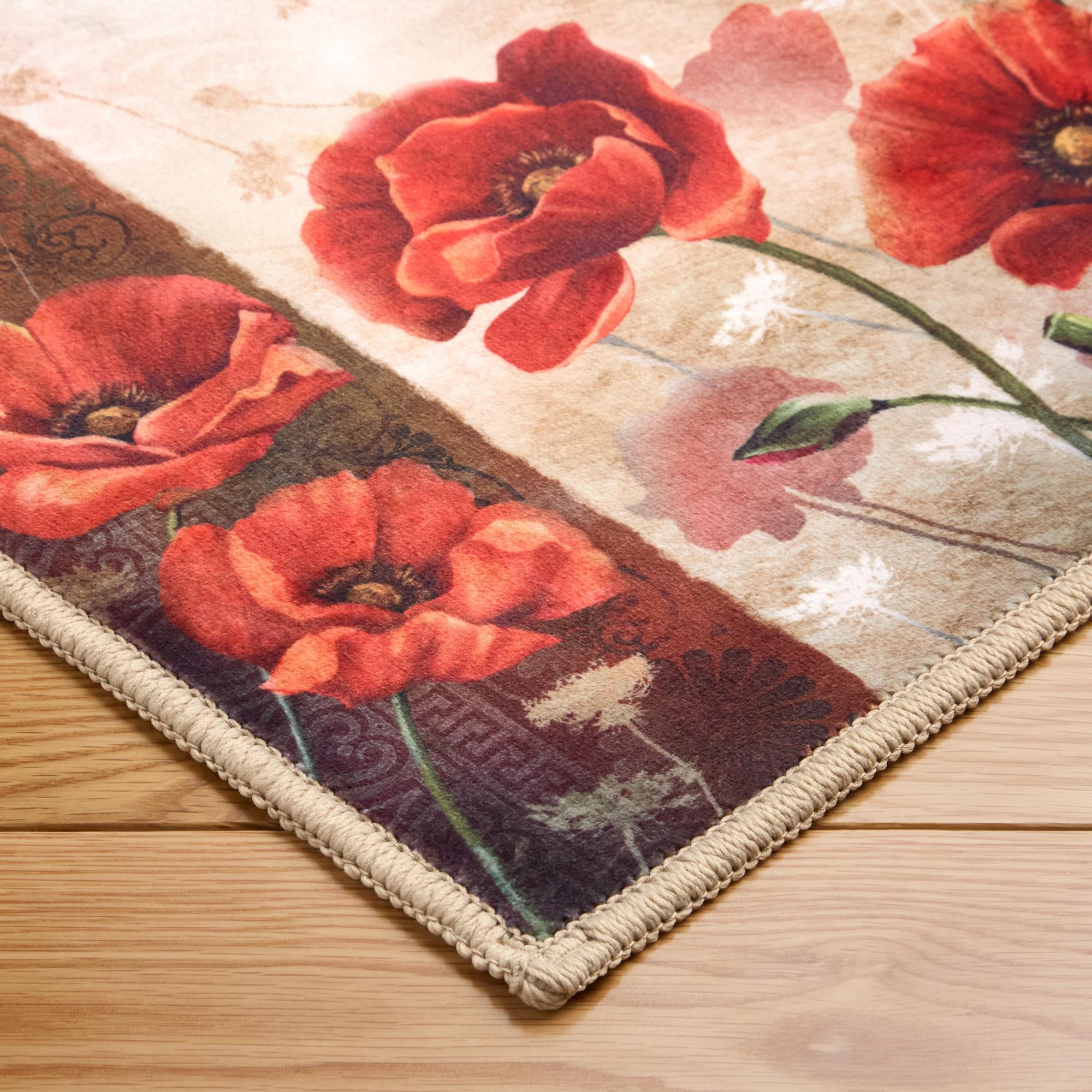 Mainstays Poppy Floral Kitchen Mat, Multicolored, 18"x30"