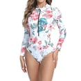 thumbnail image 2 of JoveMarine Women's Long Sleeve Wetsuit Printed Zipper Rash Guard One Piece Swimsuit for Diving Surfing Swimming Bathing Suit For Womens Swimsuits White XL, 2 of 9