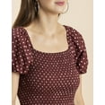 thumbnail image 6 of Moomaya Womens Printed Dress, Square Neck Short Puffed Sleeves Knee Length Short Dress, 6 of 8