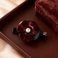 thumbnail image 3 of Green/Red Floral Pearl Hair Clip for Women, Acetate & Alloy Hairpin with Pearl Center, Vintage Hair Accessories for Half-Up Styles, 3 of 7