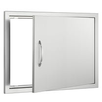 KFFKFF Barbecue Access Door, 27W x 20H Inch Solo Outdoor Kitchen Entry, Stainless Steel Inset Door, Wall Upright Door with Grip, for Barbecue Island, Grill Station, External Cupboard