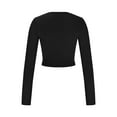 thumbnail image 6 of Trendy Criss Cross Long Sleeve Crop Top Womens Sexy Cut Out Slim Fitted Going Out Y2K Tops Casual Basic Shirts Tee, 6 of 7