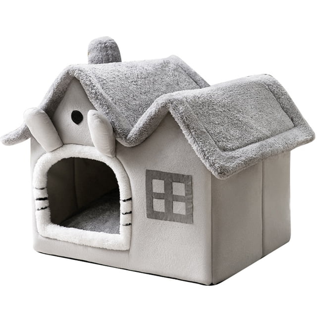 FLhrweasw Cesta Cálida para Gatos Cama Plegable para Gatos Campaña Extraíble para (M Totoro Doble Techo)
