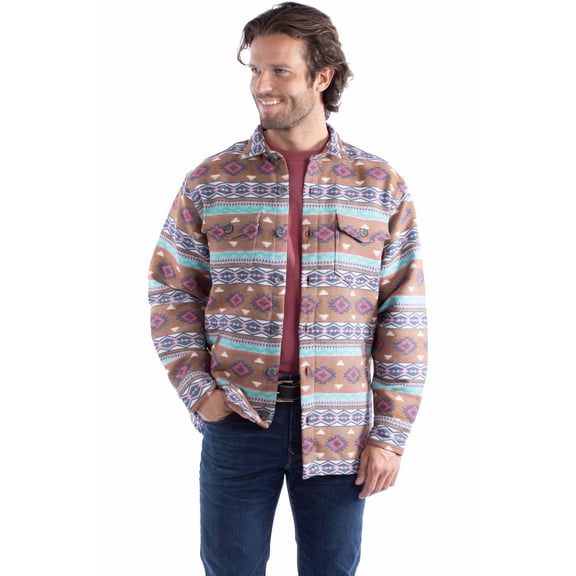 Scully 5366-BRN-L Mens Southwestern Shirt 100 Percent Cotton Jacket, Brown - Large