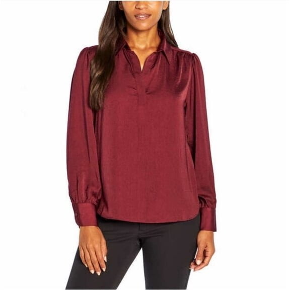 Banana Republic Women's Satin Pullover (Red, XX-Large)