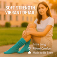 thumbnail image 3 of Women's Cotton Slouch Socks Knee High Scrunch Boot Socks Breathable Extra Long All Season 3 Pairs (Turquoise), 3 of 8