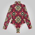 thumbnail image 2 of Christmas Flowers Red Women's Bodysuit Jumpsuit Mock Turtle Neck Long Sleeve TopsOne Piece Leotards Shirt Yoga Outfits, 2 of 8