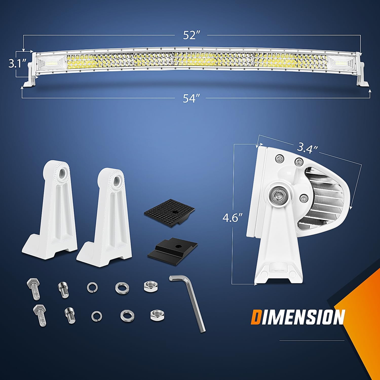 Nilight Marine LED Light Bar Navigation Lights 52Inch Curved White Spot Flood Combo Ponton Boat Deck Dock Lights for Night Fishing T-top Stern Yacht Sailboat Trucks Tractors, 2 Years Warranty