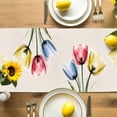 thumbnail image 4 of Table Runner Colorful Tulips Table Decoration for Kitchen Dinning Vintage Linen Table Decoration for Indoor Outdoor Party Wedding Decor 13x72inch, 4 of 7