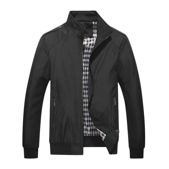 Mens Business Solid Leisure Large Zipper Jacket