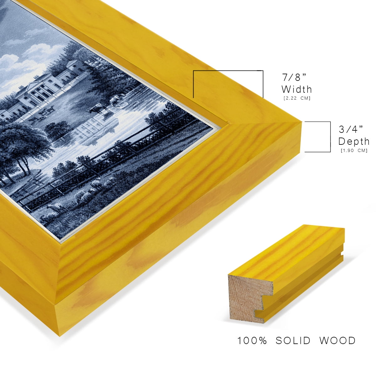 Estate View I -Framed Print w/glass-Sunflower Yellow