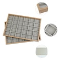 thumbnail image 3 of Unique Bargains Set of 2 Wood Jewelry Trays for Drawers Stackable Girls' Jewelry Organizer Light Brown-30 Grid Tray, 3 of 7