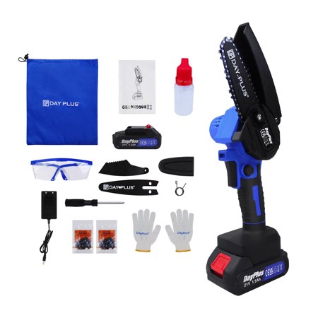 Dayplus Chainsaw Cordless 4 inches Electric Chainsaw with 21V Rechargeable Battery