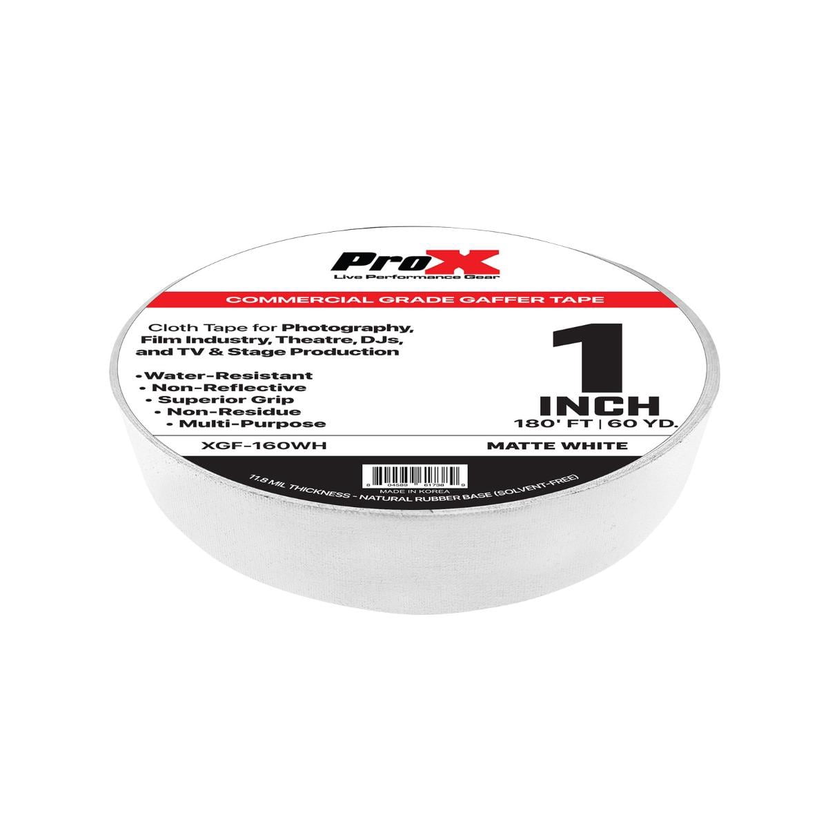 ProX XGF-160WH 180FT 1" Commercial Grade Matte White Gaffer Tape 10 Package