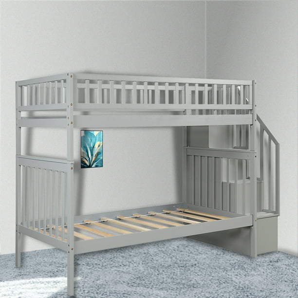 Wood Twin Over Bunk Beds For 3 12, Twin Or Full Bed For 4 Year Old