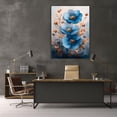 thumbnail image 5 of Mudket Blue and Orange Canvas Wall Art, Framed Ready to Hang, Modern Floral Wall Decor for Living Room Bedroom Office, Abstract Botanical Artwork - 12"L x 8"W, 5 of 10