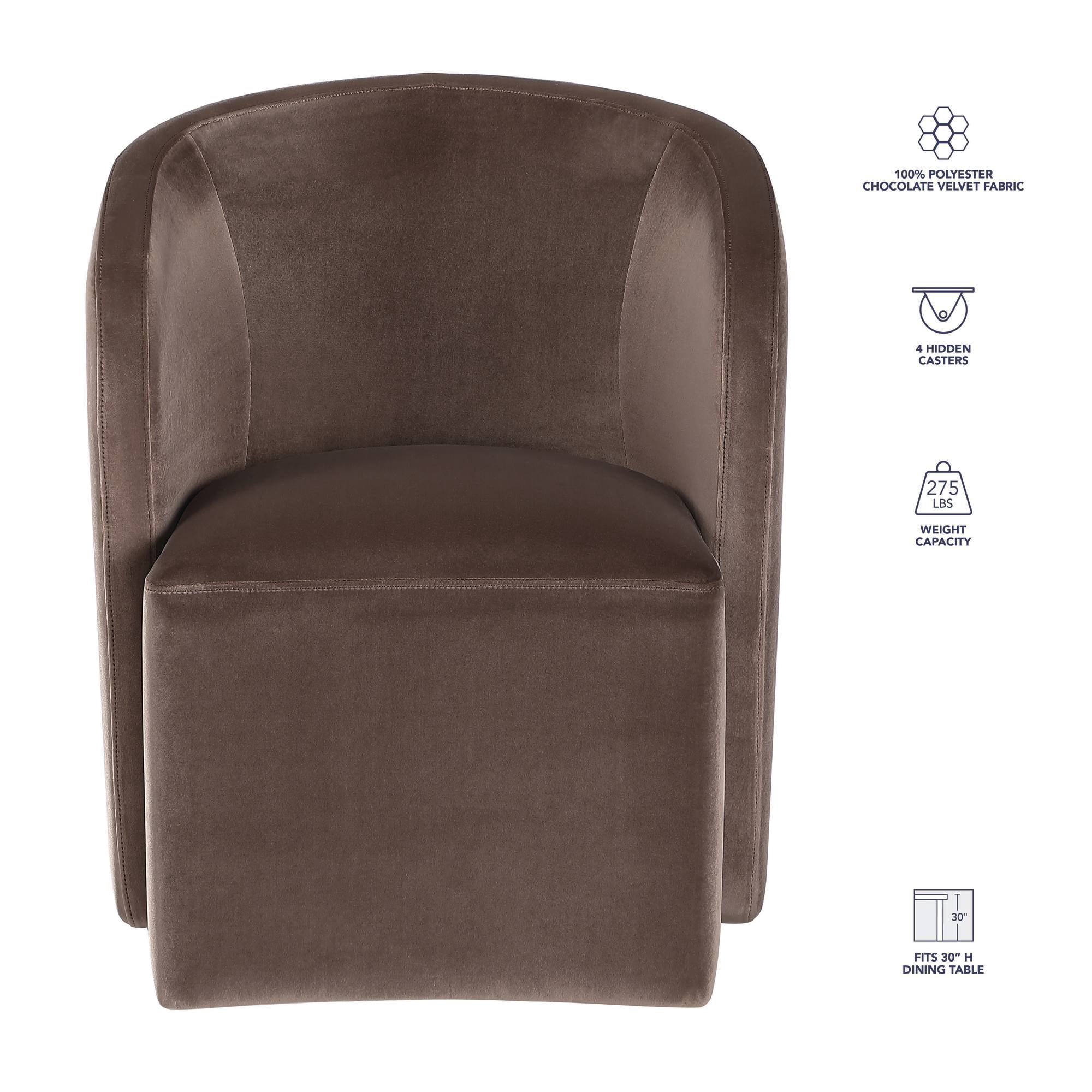 Steve Silver Annie Chocolate Velvet Upholstered Barrel Chair with Casters