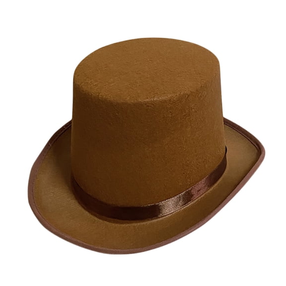 Gtoiithly Solid Color Popular Top Hat for Themed Parties Accessories Hat Headwear Music Festival Props Fedoras Coffee