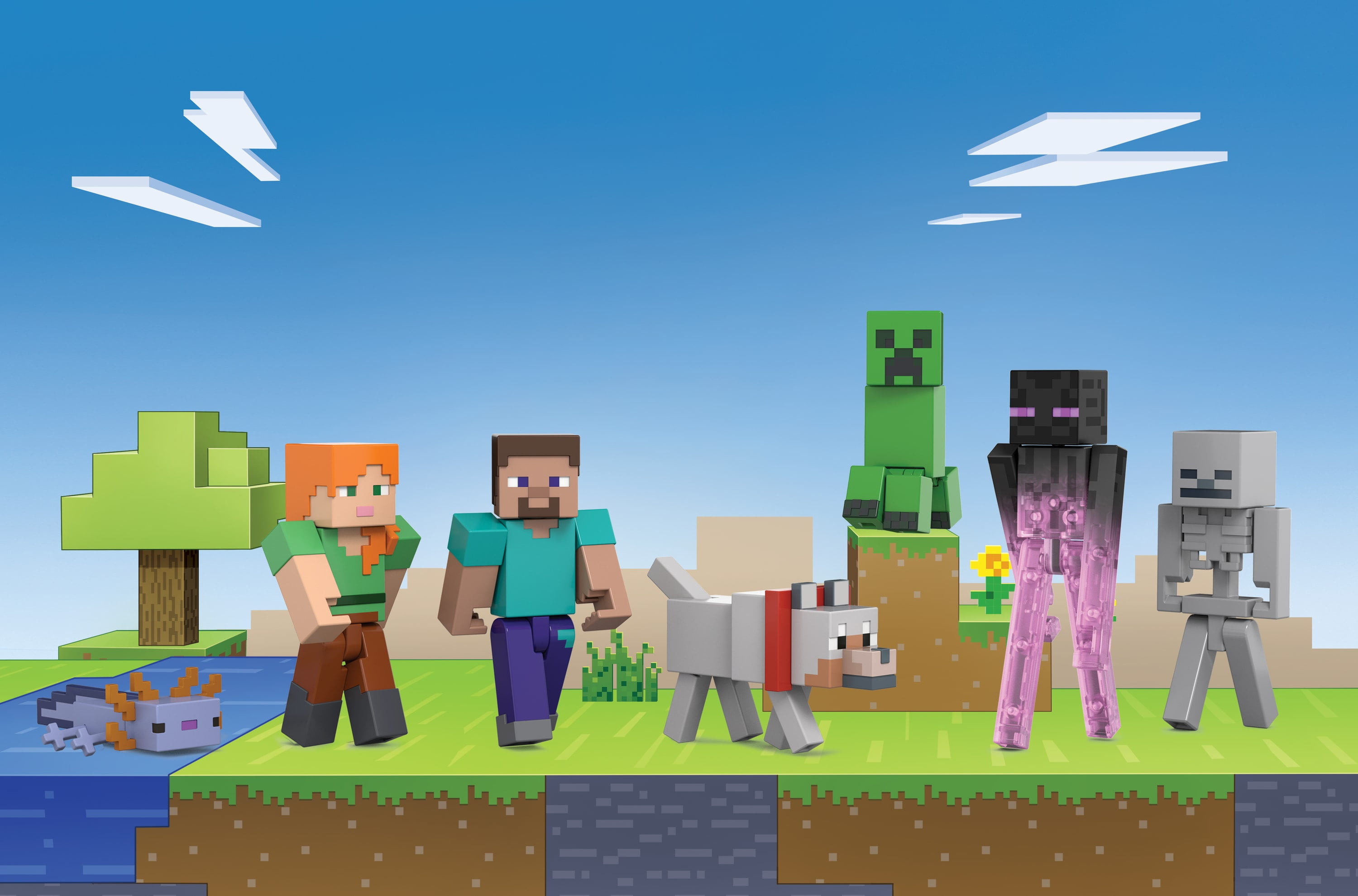 Minecraft World Builders Pack with 7 Action Figures in 3.25-inch Scale, Starter Collection