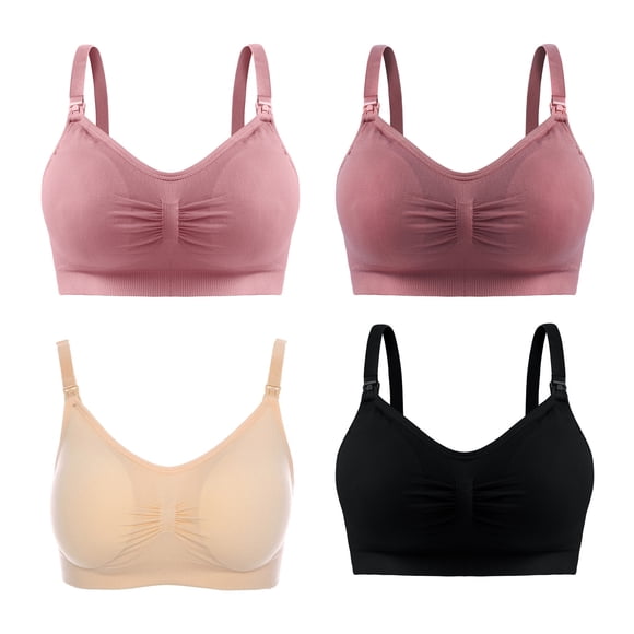 4 piezas de sujetador de lactancia negro suave transpirable espalda en U suave inalámbrico sin costuras push up sujetador de lactancia color mixto M