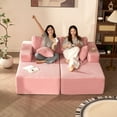 thumbnail image 1 of BIGSYY Chaise Longue Sans Accoudoirs Convertible pour Adultes, Chaise de Lecture, Velours Côtelé, Rose (2 Colis), 1 of 9