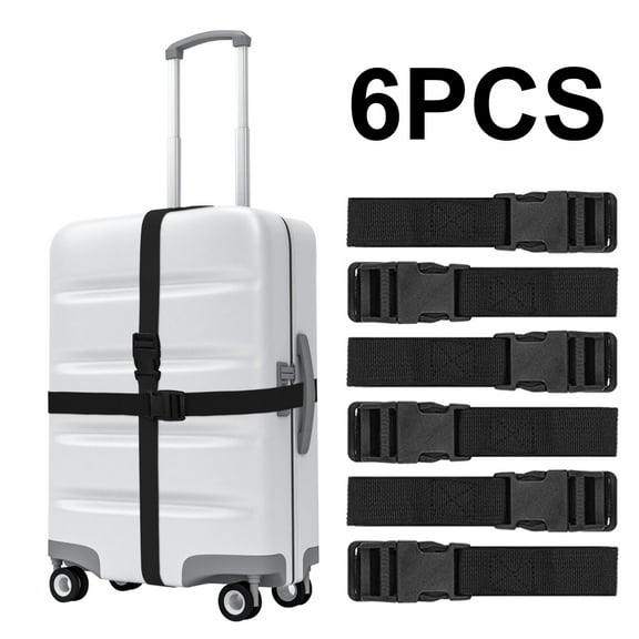 Luggage Nylon Straps with Quick Release Buckle Utility Straps for Travel Packing Outdoorsports 6 Pack 2.5 x 150cm (Black)