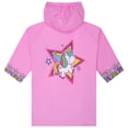 thumbnail image 2 of Puddle Play Kids Waterproof Rain Slicker Jacket, Pink Unicorn & Stars Design, Hooded with Snap Closure – Lightweight Girls Raincoat, Size 6-7 Years, 2 of 6