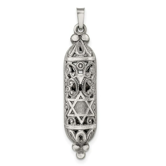 Finest Gold Sterling Silver Solid Antiqued Mezuzah Pendant