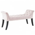 thumbnail image 1 of Contemporary Velvet & Solid Wood Bench in Blush Pink, 1 of 8