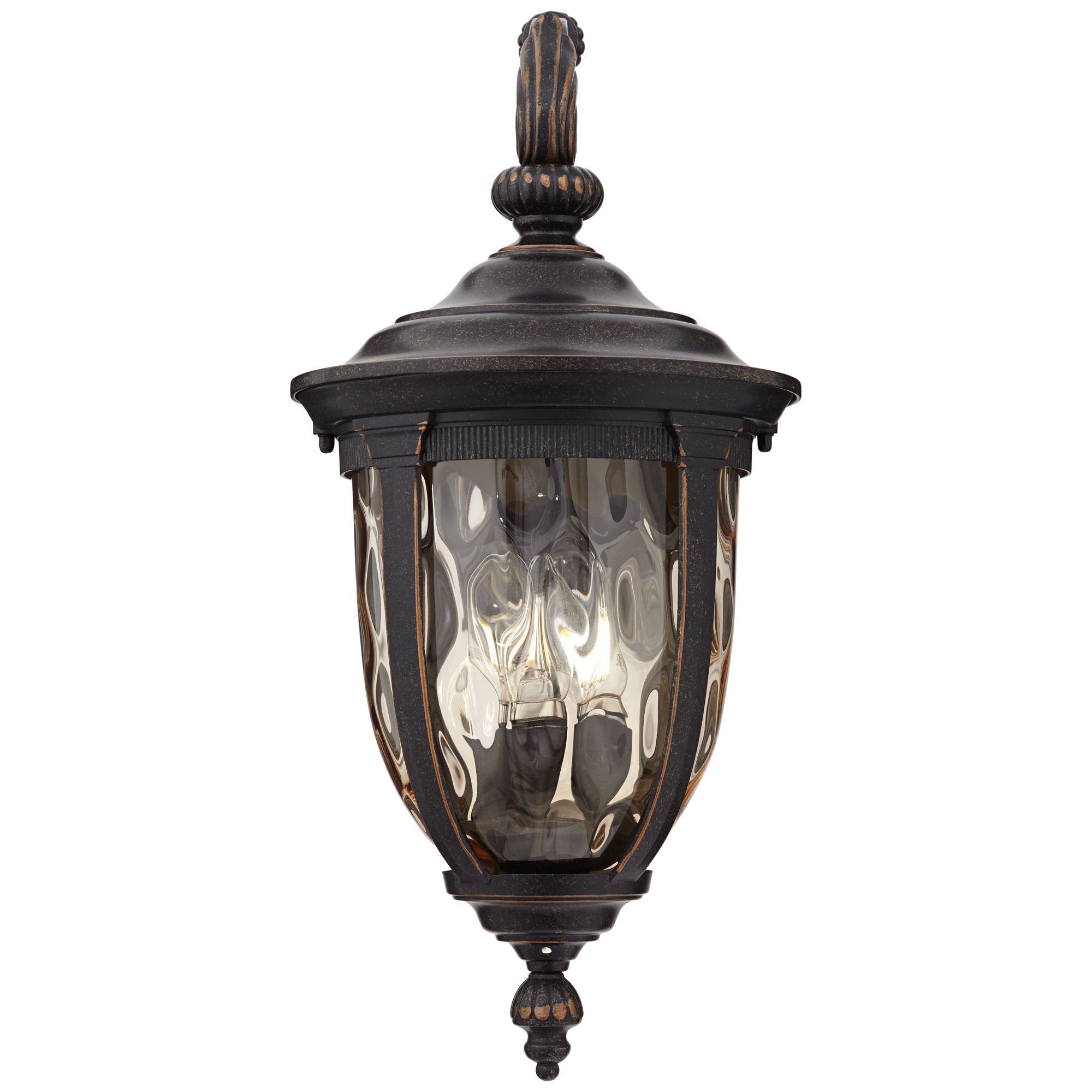 John Timberland Bellagio Vintage Rustic Outdoor Wall Light Fixture Bronze Downbridge 20 1/2" Champagne Hammered Glass for Post Exterior Barn House