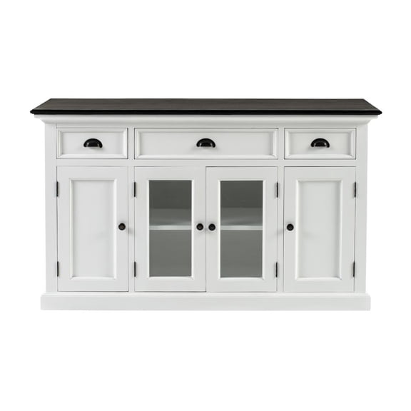 NovaSolo Halifax Mahogany Wood Buffet with 4 Doors 3 Drawers in White