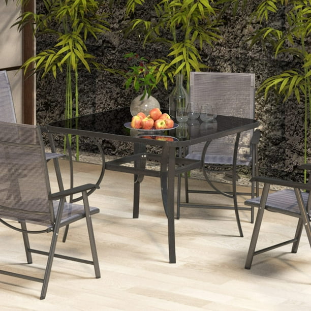 Wellynap 41" Outdoor Patio Table, Square Garden Table with Tempered