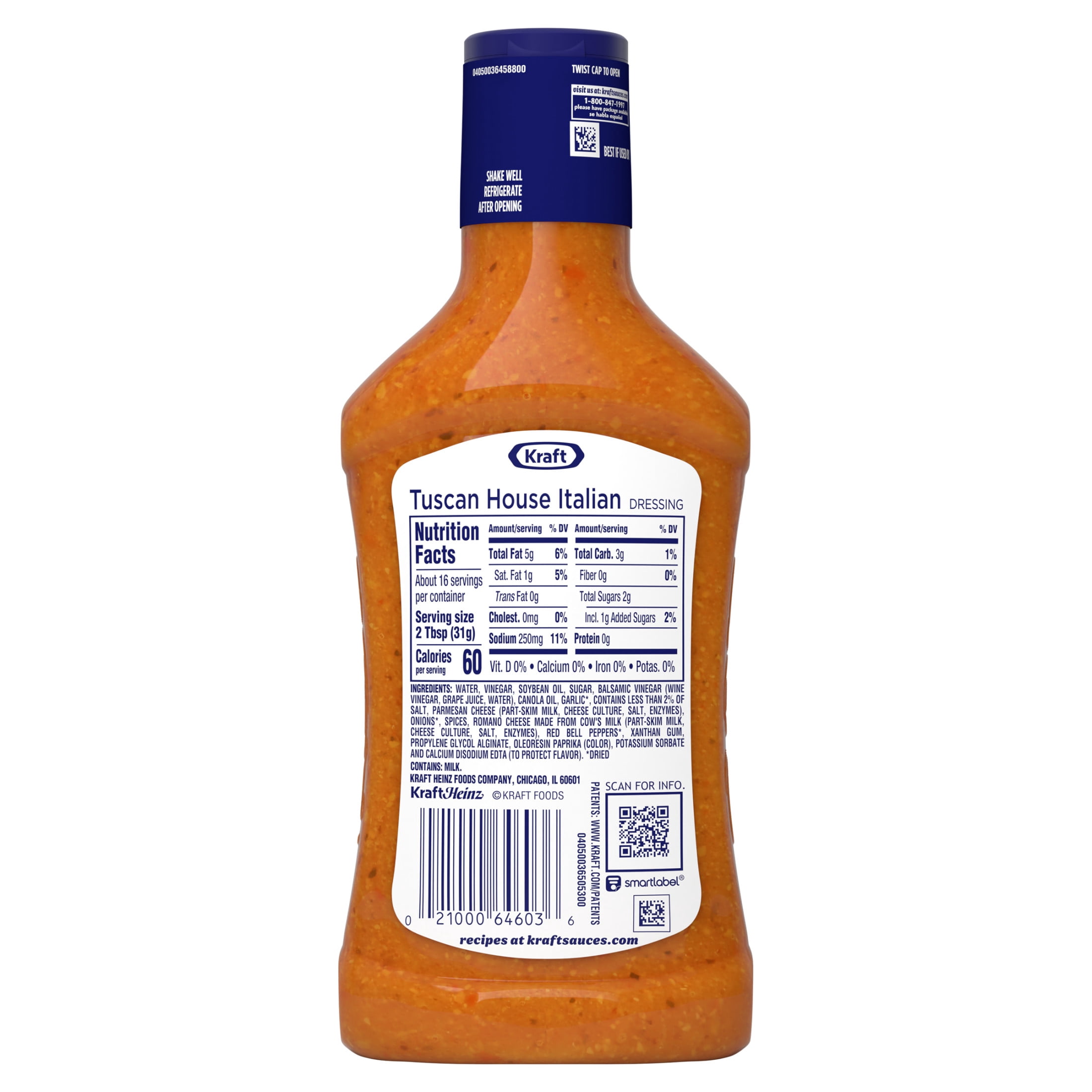 (6 pack) Kraft Tuscan House Italian Dressing, 16 fl oz Bottle