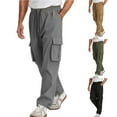 thumbnail image 4 of TrendOFT Wide Leg Cargo Sweatpants for Men Baggy Work Hiking Cargo Pants Loose Fit Sports Outdoor Casual Sweat Pants with Multi Pockets Grey L, 4 of 4
