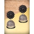 thumbnail image 3 of Crunchy Fashion Bollywood Jewellery Traditional Ethnic Bridal Bride Wedding Bridesmaid Oxidized German Silver Plated Black Jhumka Jhumki Earrings For Women's & Girl's, 3 of 4