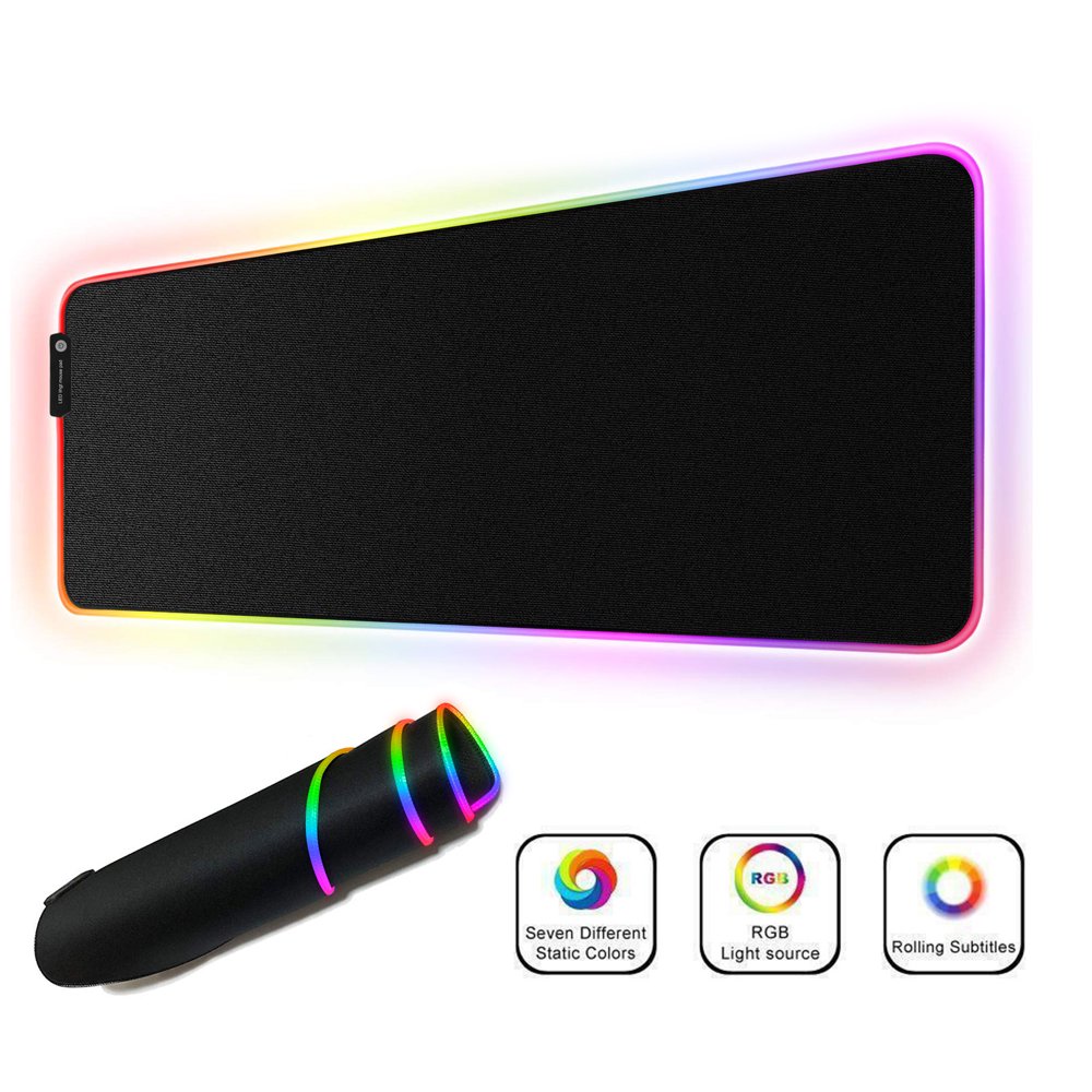 RGB Gaming Mouse Pad Large, Oversized LED Glowing Mice Pad Thick