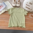 thumbnail image 4 of PEASKJP Girls Ruffle Shirt T Shirts for Girl Graphic Girl's Print Short Sleeve Top T Shirt Tee Halloween Shirts (Green,12-18 Months), 4 of 7