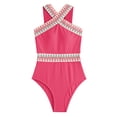 thumbnail image 3 of Gibobby Traje de baño sexy de una pieza Nuevo traje de baño casual sin mangas con cuello colgante de de punto para mujer(Rosa caliente,G), 3 of 4