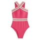 thumbnail image 3 of Gibobby Traje de baño sexy de una pieza Nuevo traje de baño casual sin mangas con cuello colgante de de punto para mujer(Rosa caliente,G), 3 of 4
