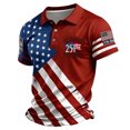 thumbnail image 3 of XinghaiYIDE Mens Polos Retro Worn US Star Stripe Flag 250 Year Anniversary Short Sleeve Lapel Shirt S-5XL, 3 of 4