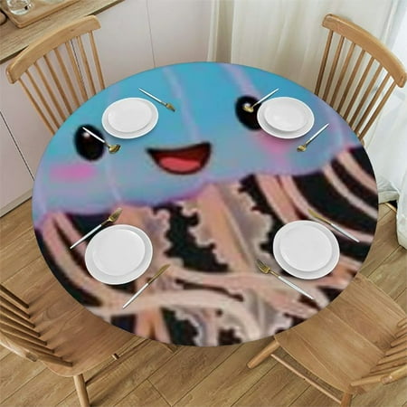 

SHERONV Jellyfish Round Table Cover Stain Resistant Washable for Indoor/Outdoor Dining Kitchen Weddings Parties - 100% Polyester Waterproof Fabric 38 -42