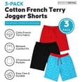 thumbnail image 2 of BROOKLYN VERTICAL Boys 3Pack Cotton French Terry Jogger Shorts with Drawstring and Pockets| Sports & Casual, 2 of 8